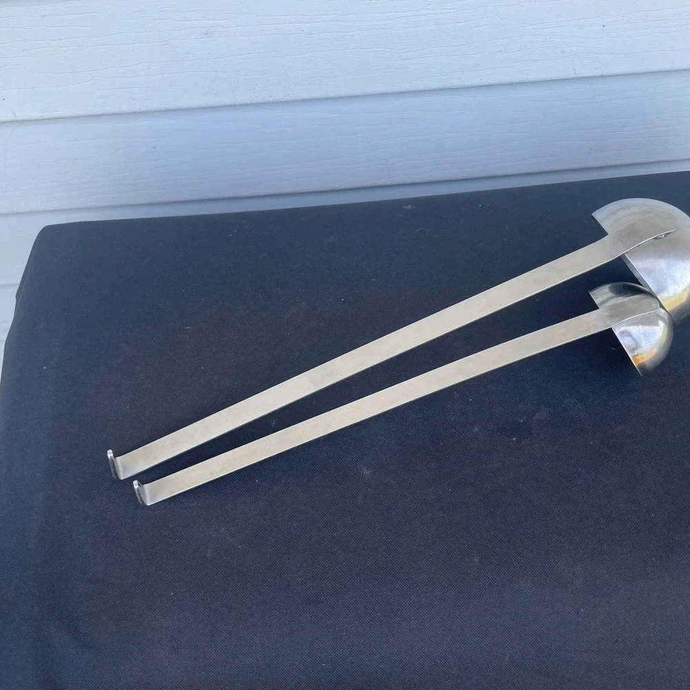 Vintage Stainless Steel Ladle Set 2oz 6oz Long Handle Hooked USA Made Silver